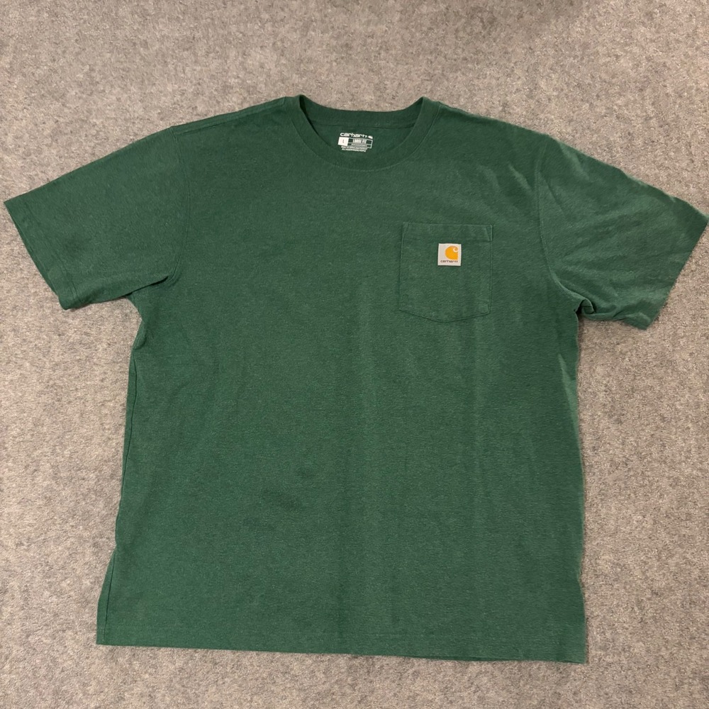 Carhartt Mens Loose Fit Heavyweight Pocket T-Shirt Green Size L Workwear Utility